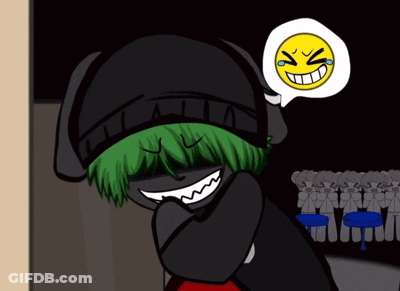 A Cartoon Character With A Yellow Smiley Face In A Speech Bubble Above His Head GIF