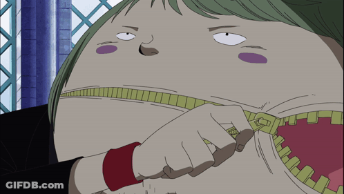 A Cartoon Character With A Zipper In Its Mouth GIF