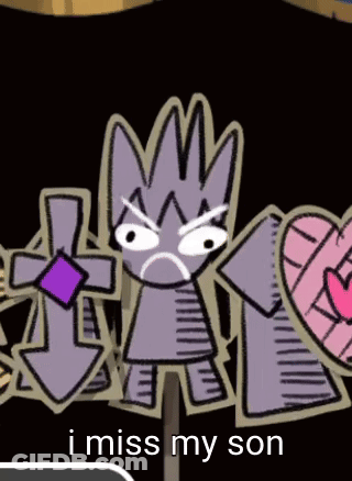 A Cartoon Character With An Angry Face And The Words " I Miss My Son " GIF