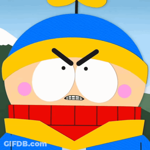 A Cartoon Character With An Angry Look On His Face Is Wearing A Red Scarf Around His Neck GIF