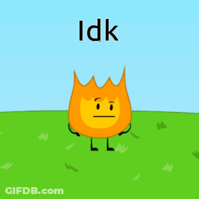 A Cartoon Character With Arms And Legs Is Standing In A Grassy Field With The Word Idk Above Him GIF