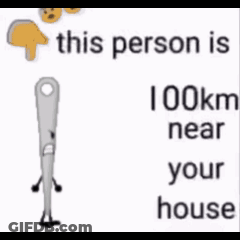 A Cartoon Character With Arms And Legs Is Standing Next To A Sign That Says 41 Kilometers Near Your House GIF