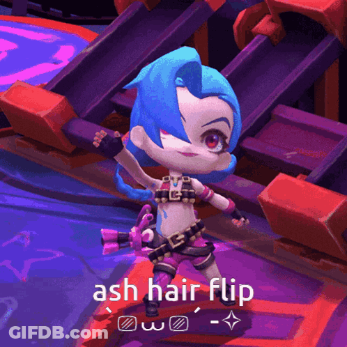 A Cartoon Character With Ash Hair Flip In The Corner GIF