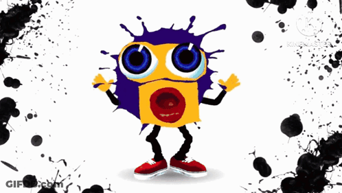 A Cartoon Character With Big Blue Eyes And A Big Smile GIF