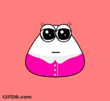 A Cartoon Character With Big Eyes And A Slice Of Cake GIF