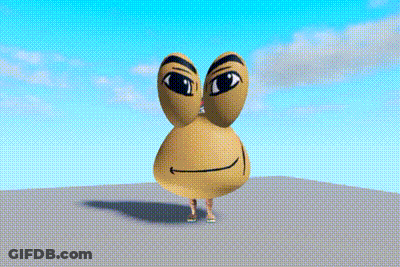 A Cartoon Character With Big Eyes And A Smiling Face GIF