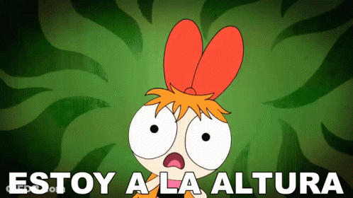 A Cartoon Character With Big Eyes And The Words Estoy A La Altura GIF