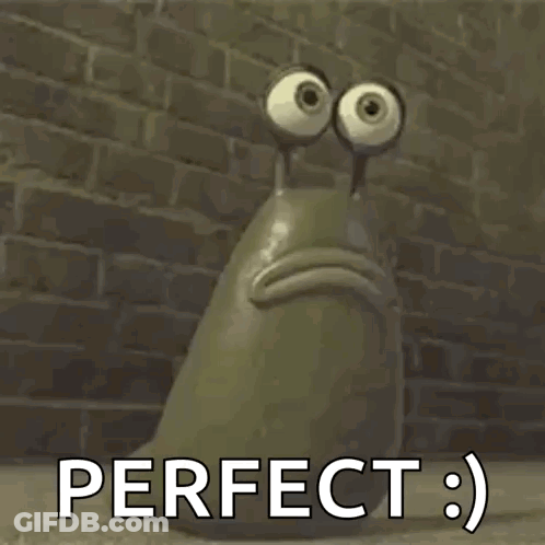 A Cartoon Character With Big Eyes Is Screaming And Saying `` Perfect ; '' GIF