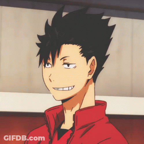 A Cartoon Character With Black Hair And A Red Jacket Is Smiling GIF