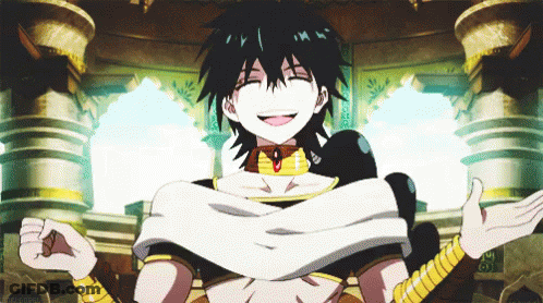 A Cartoon Character With Black Hair And A White Scarf Around His Neck GIF