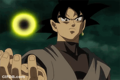 A Cartoon Character With Black Hair Is Holding A Yellow Circle In His Hand . GIF