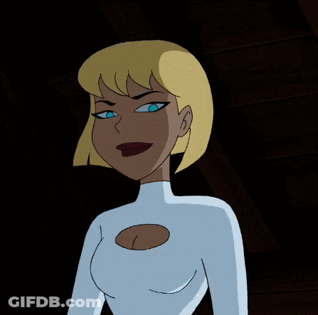 A Cartoon Character With Blonde Hair And Blue Eyes Is Looking At The Camera GIF