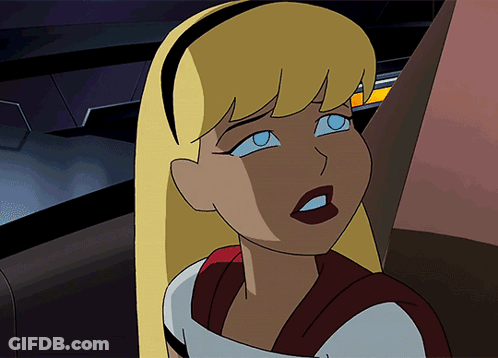 A Cartoon Character With Blonde Hair And Blue Eyes Is Looking Up GIF