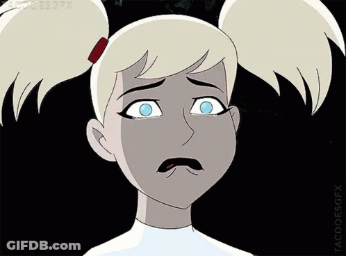 A Cartoon Character With Blonde Hair And Blue Eyes Is Making A Funny Face . GIF