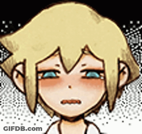 A Cartoon Character With Blonde Hair And Blue Eyes Is Making A Funny Face . GIF