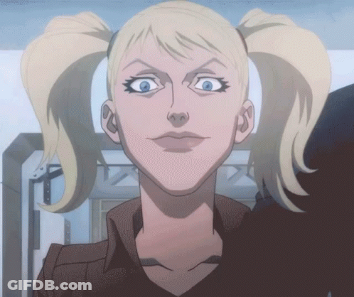 A Cartoon Character With Blonde Hair And Blue Eyes Is Smiling GIF