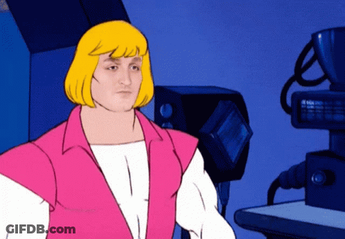 A Cartoon Character With Blonde Hair Is Wearing A Pink Shirt GIF