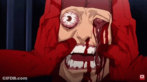 Cartoon Character With Blood Coming From Eye And Mouth GIF