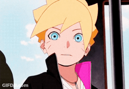 A Cartoon Character With Blue Eyes And Yellow Hair GIF