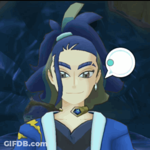 A Cartoon Character With Blue Hair And A Blue Jacket GIF