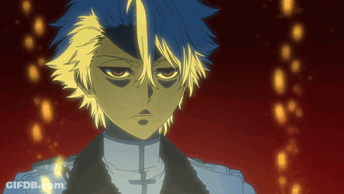 A Cartoon Character With Blue Hair And Yellow Highlights GIF