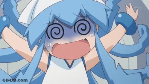 Blue Hair Cartoon Character Swirling Eyes GIF