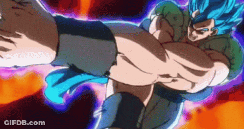 A Cartoon Character With Blue Hair Is Kicking Another Cartoon Character In The Face . GIF