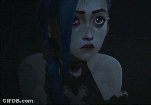 A Cartoon Character With Blue Hair Is Looking At Something GIF
