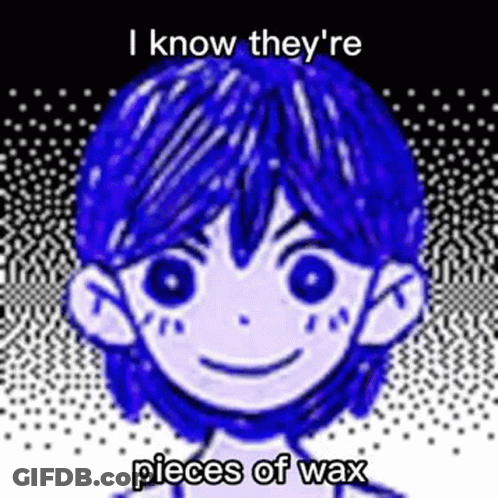 A Cartoon Character With Blue Hair Is Smiling And Says `` I Know They Re Pieces Of Wax '' . GIF