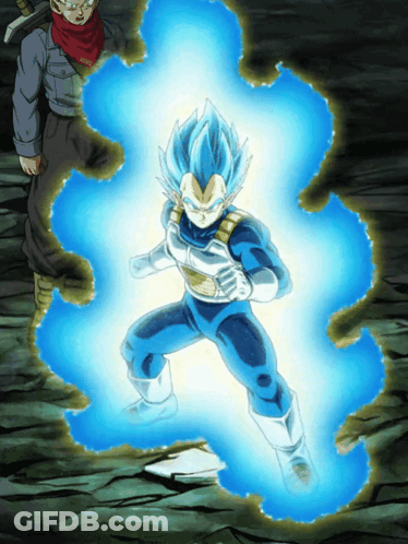 A Cartoon Character With Blue Hair Is Standing In A Dark Room GIF