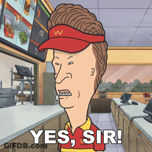 A Cartoon Character With Braces On His Teeth Says " Yes Sir " GIF
