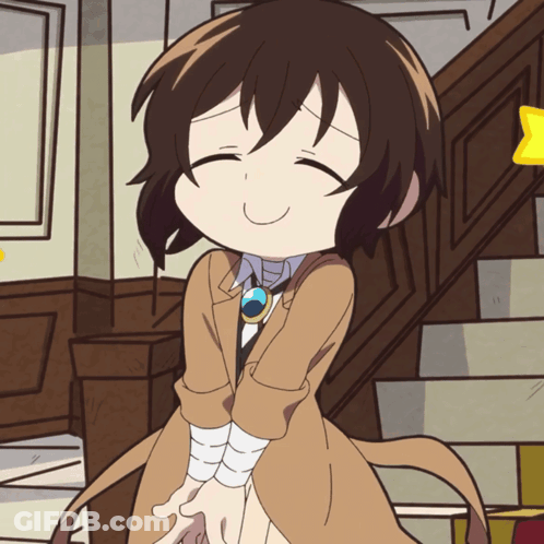 A Cartoon Character With Brown Hair And A Blue Pendant GIF