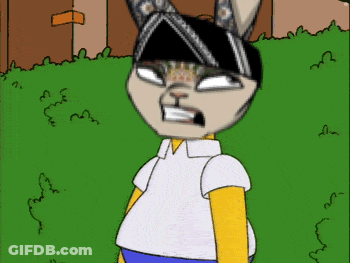 A Cartoon Character With Bunny Ears And A Bandana GIF
