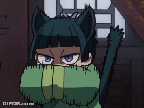 Cartoon Cat Eared Character Covering Face GIF