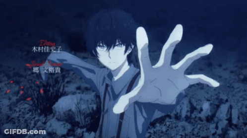 A Cartoon Character With Chinese Writing Behind Him GIF