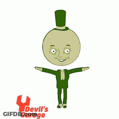 A Cartoon Character With Devil 'S Garage On The Bottom Right GIF