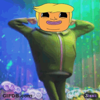 A Cartoon Character With Donald Trump 'S Face Is Standing In The Water GIF