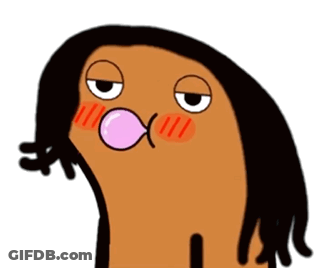 A Cartoon Character With Dreadlocks Blowing A Bubble Gum GIF
