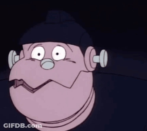 A Cartoon Character With Dumbbells On His Ears GIF