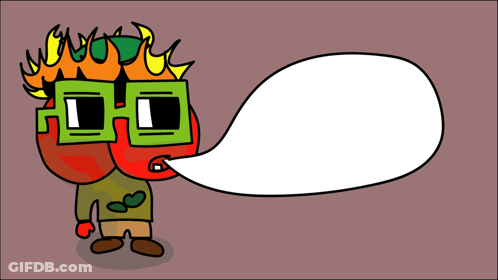 A Cartoon Character With Flames On His Head Is Saying This Is Fine GIF