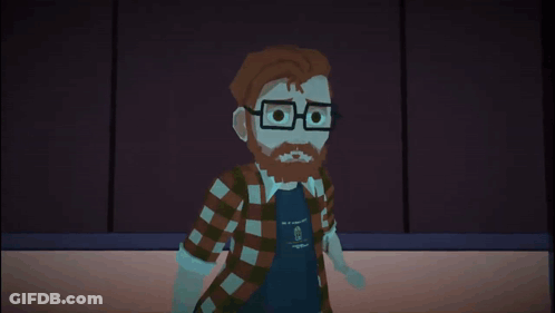 A Cartoon Character With Glasses And A Beard Is Making A Stop Gesture GIF