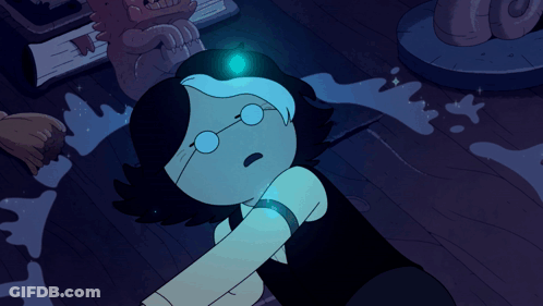 Cartoon Character With Glasses And Blue Light GIF