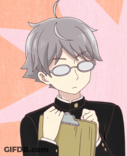 A Cartoon Character With Glasses And A Clipboard GIF
