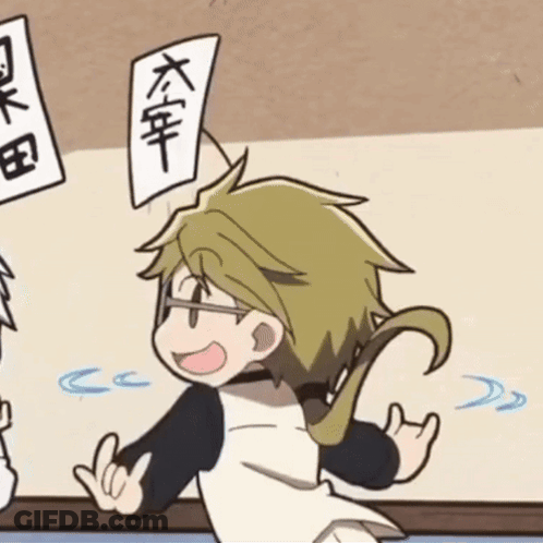 A Cartoon Character With Glasses And A Long Tail Is Standing Next To A Cat . GIF