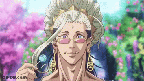 A Cartoon Character With Glasses And Earrings Is Holding A Lollipop . GIF