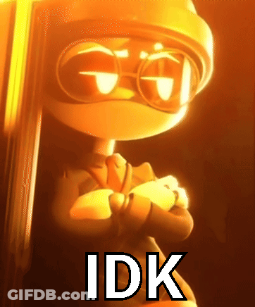 A Cartoon Character With Glasses And The Word Idk GIF