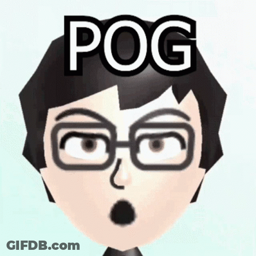 A Cartoon Character With Glasses And The Word Pog On Top GIF