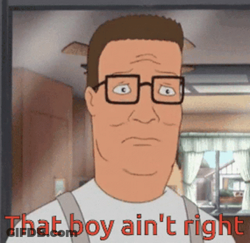 A Cartoon Character With Glasses And The Words That Boy Ain 'T Right GIF