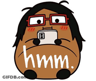 A Cartoon Character With Glasses Is Holding A Cell Phone And The Word Hmm Is Written On It GIF