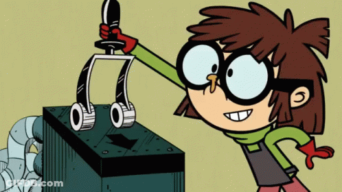 A Cartoon Character With Glasses Is Holding A Tool GIF